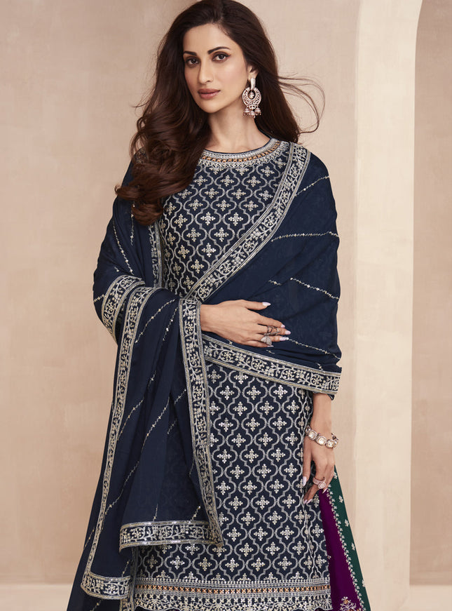 Navy Blue Heavy Designer Lehenga Kameez Suit