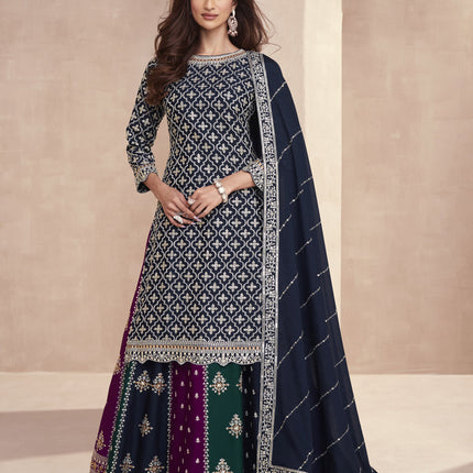 Navy Blue Heavy Designer Lehenga Kameez Suit
