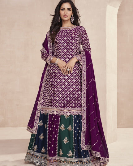 Wine Heavy Designer Lehenga Kameez Suit