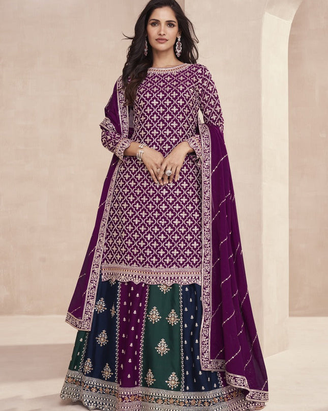 Wine Heavy Designer Lehenga Kameez Suit
