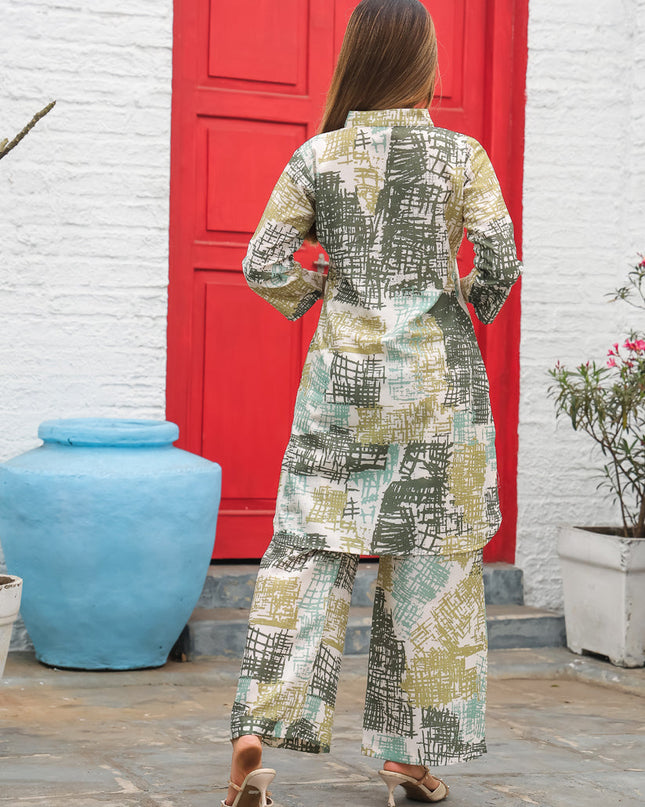 Grey Cotton Floral Printed Co-Ord Set