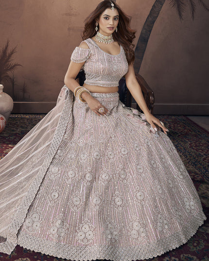 Baby Pink Net Designer Lehenga Choli Set