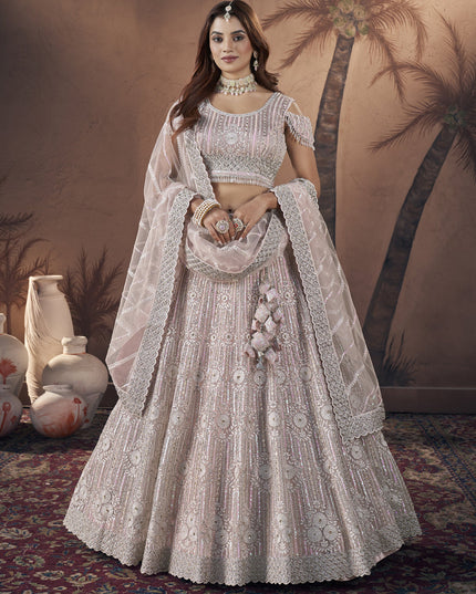 Baby Pink Net Designer Lehenga Choli Set