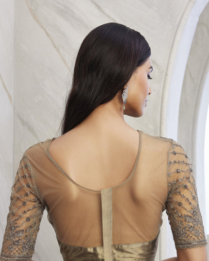 Teal Blue Silk Designer Saree with Embroidered Blouse