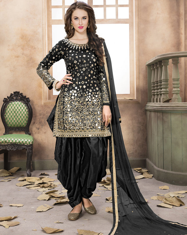 Black Mirror Work Patiala Suit