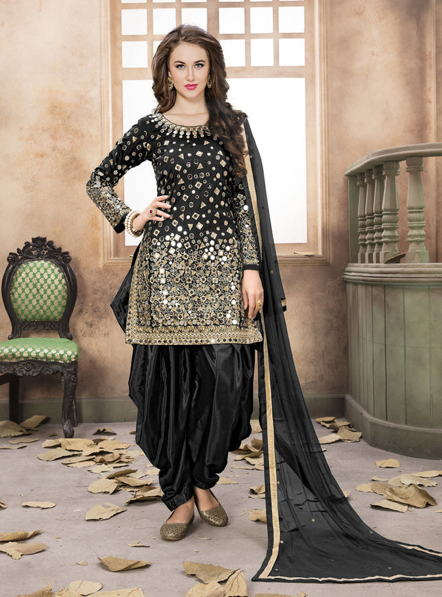 Black Mirror Work Patiala Suit