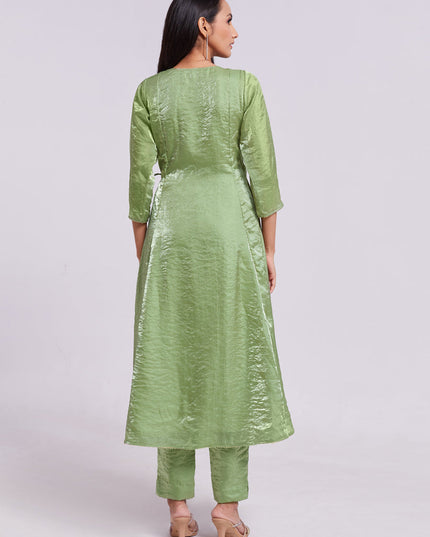 Pistachio Green Pure Organza Kurta with Pant