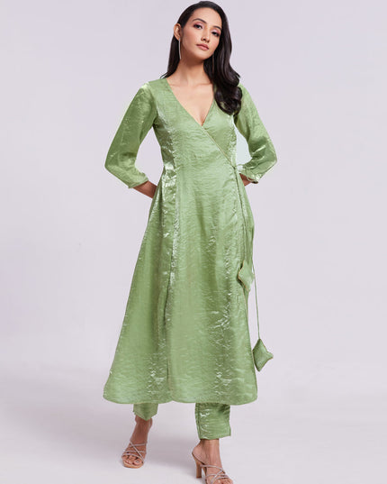 Pistachio Green Pure Organza Kurta with Pant
