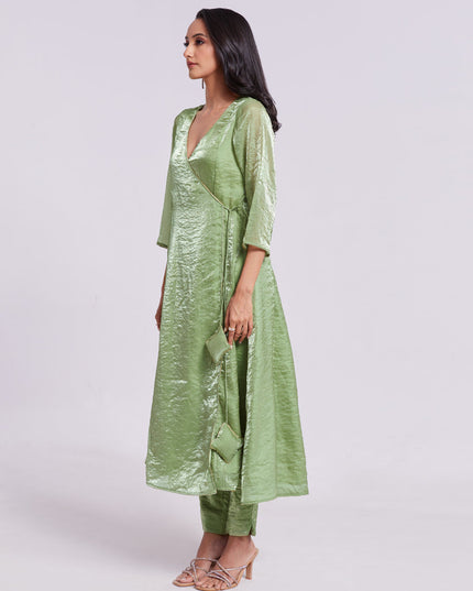 Pistachio Green Pure Organza Kurta with Pant