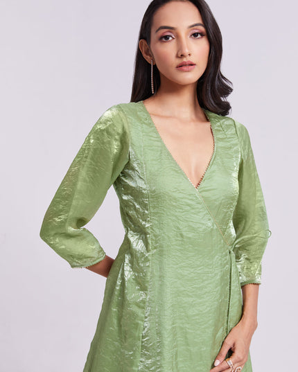 Pistachio Green Pure Organza Kurta with Pant