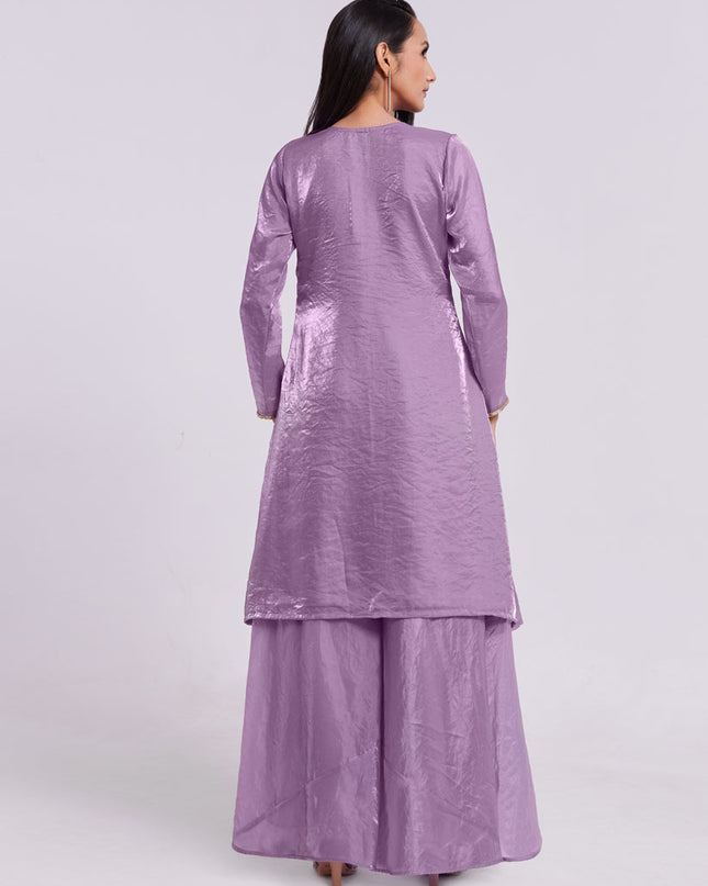 Lilac Pure Organza Kurta with Palazzo