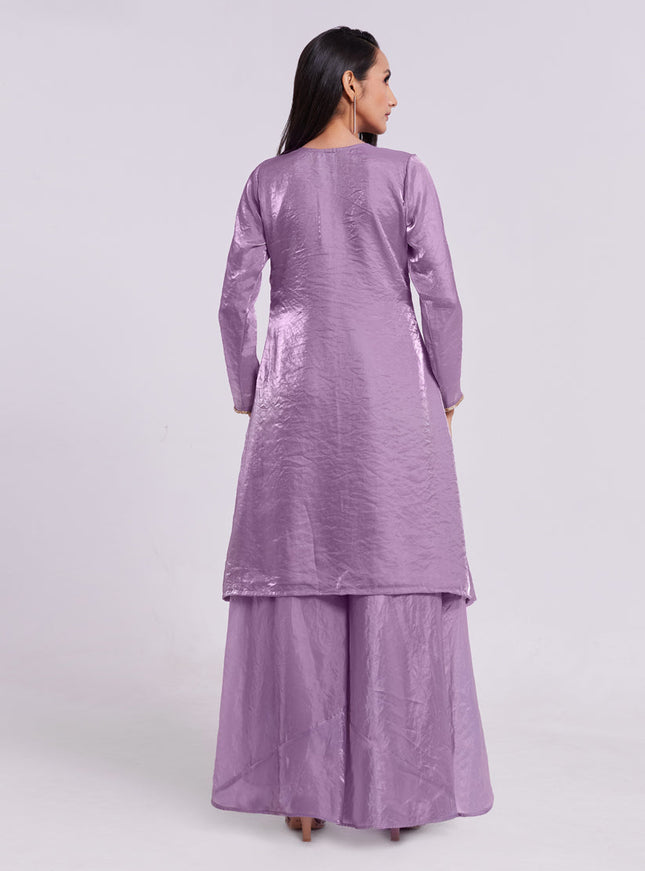 Lilac Pure Organza Kurta with Palazzo