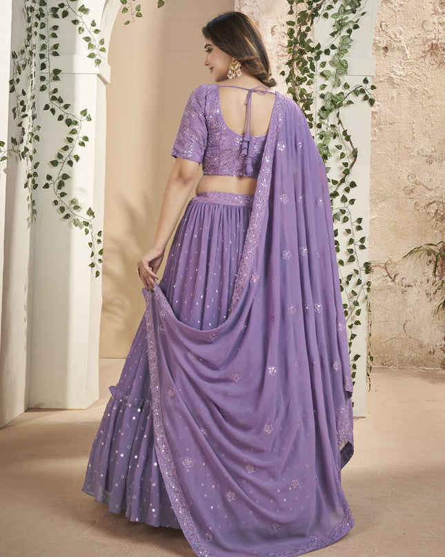 Purple Faux Georgette Lehenga Choli Set