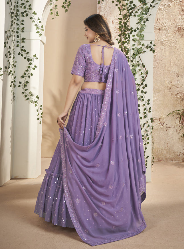 Purple Faux Georgette Lehenga Choli Set