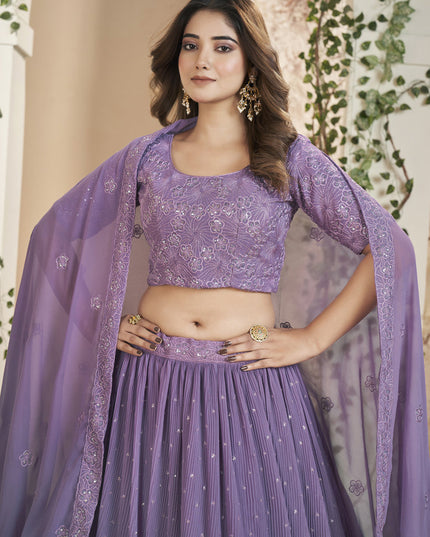 Purple Faux Georgette Lehenga Choli Set