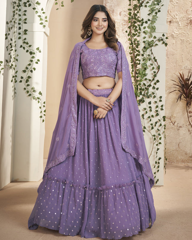 Purple Faux Georgette Lehenga Choli Set