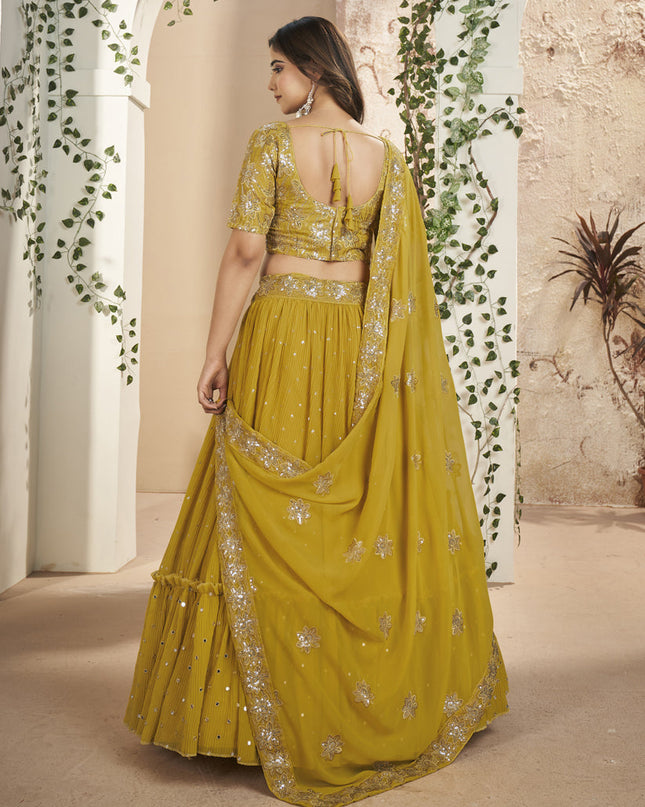 Mustard Yellow Faux Georgette Lehenga Choli Set