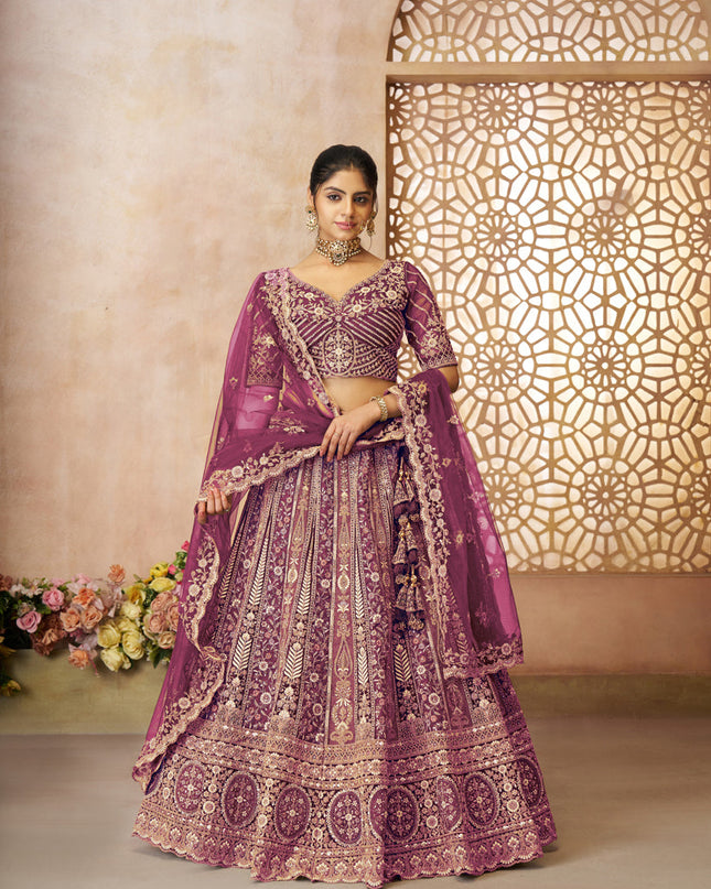 Dark Purple Heavy Embroidered Sequin Lehenga Choli