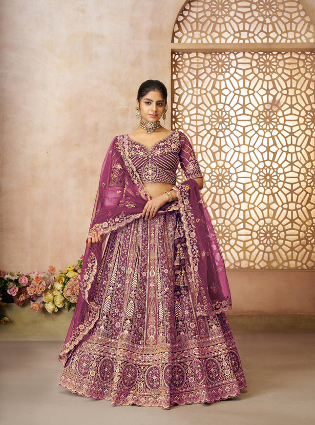 Dark Purple Heavy Embroidered Sequin Lehenga Choli