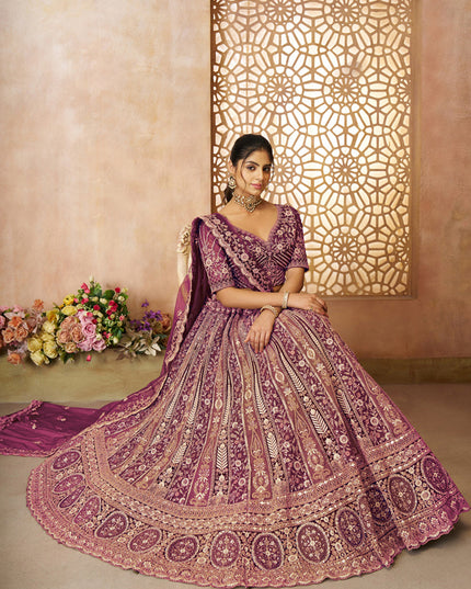 Dark Purple Heavy Embroidered Sequin Lehenga Choli