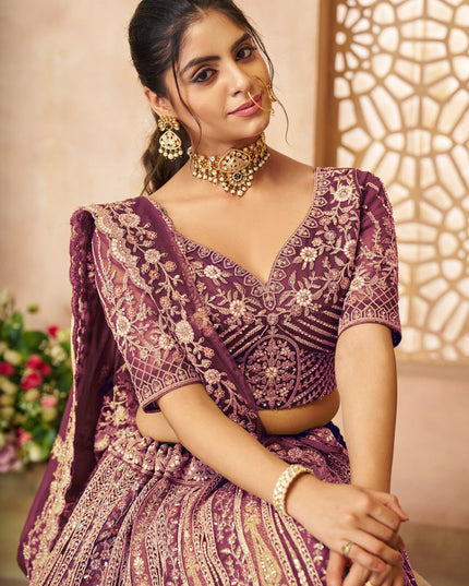 Dark Purple Heavy Embroidered Sequin Lehenga Choli
