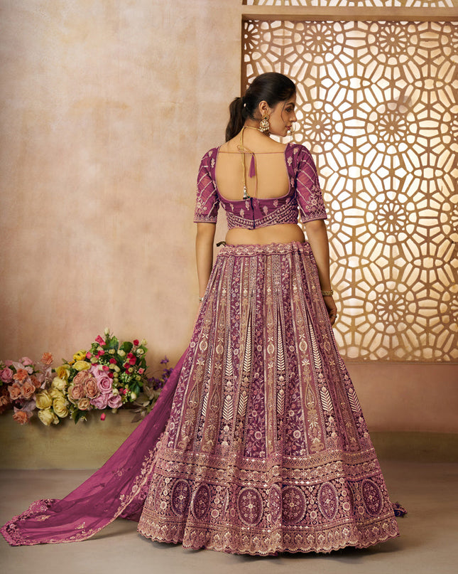 Dark Purple Heavy Embroidered Sequin Lehenga Choli