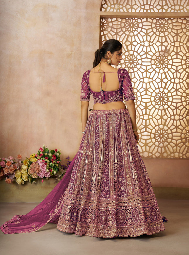 Dark Purple Heavy Embroidered Sequin Lehenga Choli