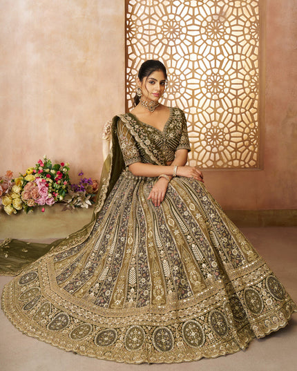 Mehendi Green Heavy Embroidered Sequin Lehenga Choli