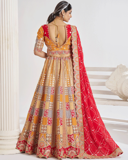Mustard Color Heavy Embroidered Sequins Wedding Lehenga Choli