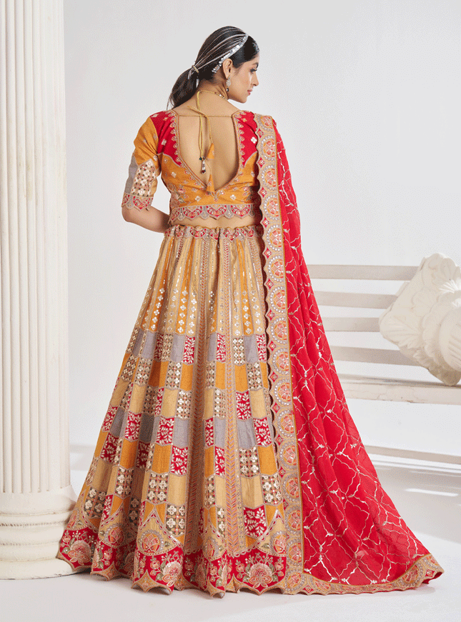 Mustard Color Heavy Embroidered Sequins Wedding Lehenga Choli