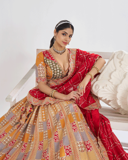 Mustard Color Heavy Embroidered Sequins Wedding Lehenga Choli