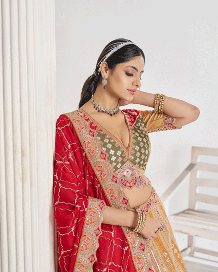 Mustard Color Heavy Embroidered Sequins Wedding Lehenga Choli