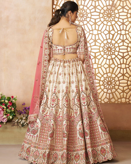 White Silk Heavy Embroidered Bridal Wear Lehenga Choli