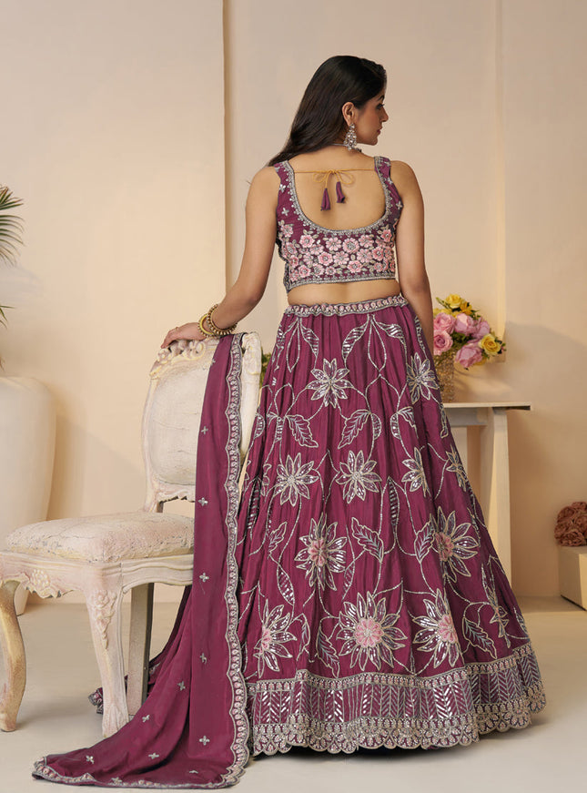 Dazzling Maroon Embroidered Thread Lehenga Choli