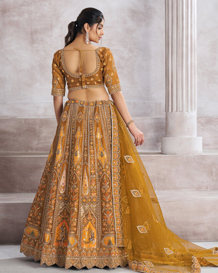 Mustard Heavy Embroidered Sequins Lehenga Choli For Wedding Wear