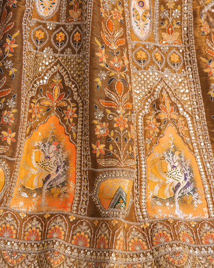 Mustard Heavy Embroidered Sequins Lehenga Choli For Wedding Wear