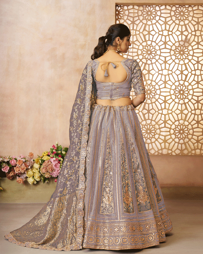 Onion Patch Work Tissue Silk Bridesmaid Lehenga Choli