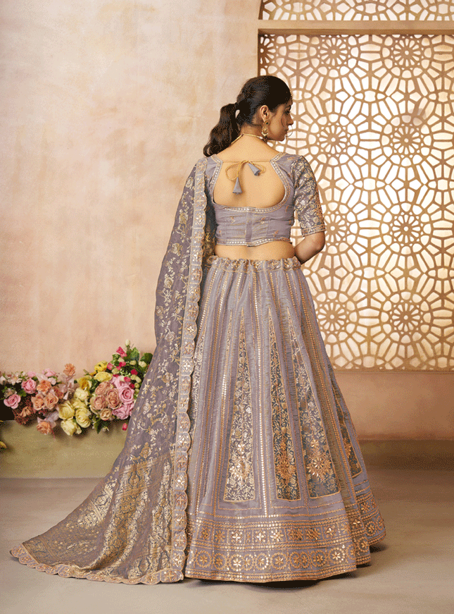 Onion Patch Work Tissue Silk Bridesmaid Lehenga Choli