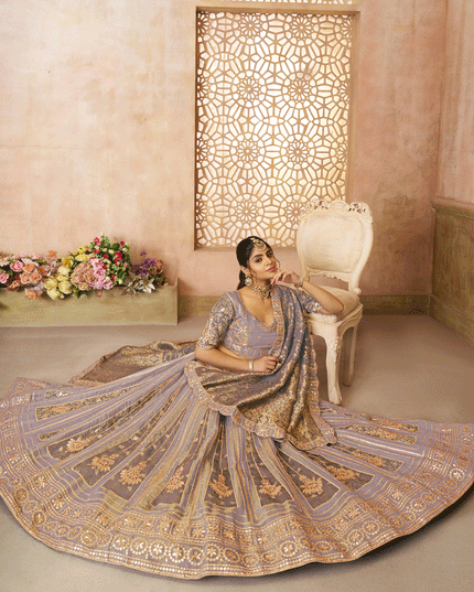 Onion Patch Work Tissue Silk Bridesmaid Lehenga Choli