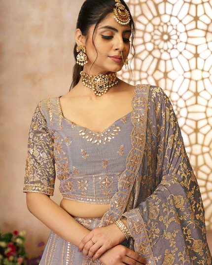 Onion Patch Work Tissue Silk Bridesmaid Lehenga Choli