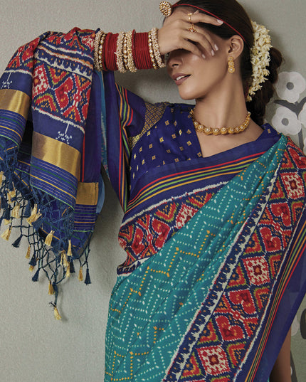 Firozi Patola Silk Party Wear Saree