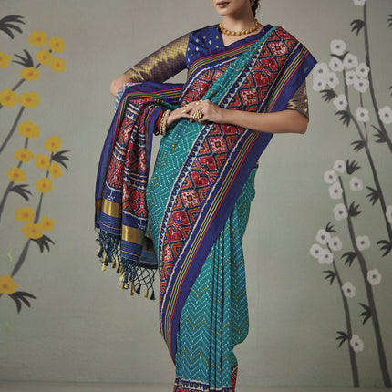 Firozi Patola Silk Party Wear Saree