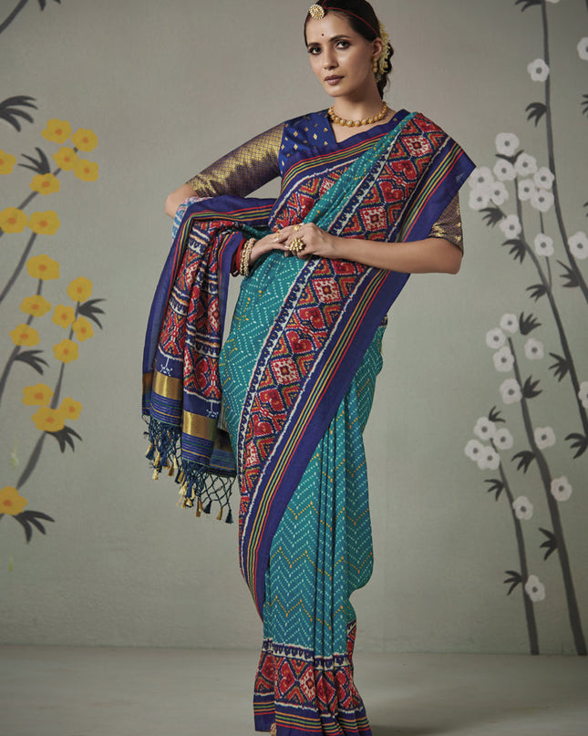 Firozi Patola Silk Party Wear Saree