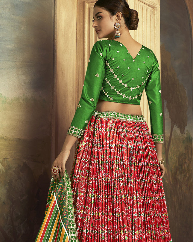 Multicolor Flared Gaji Silk Lehenga Choli for Sangeet