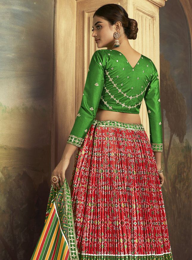 Multicolor Flared Gaji Silk Lehenga Choli for Sangeet
