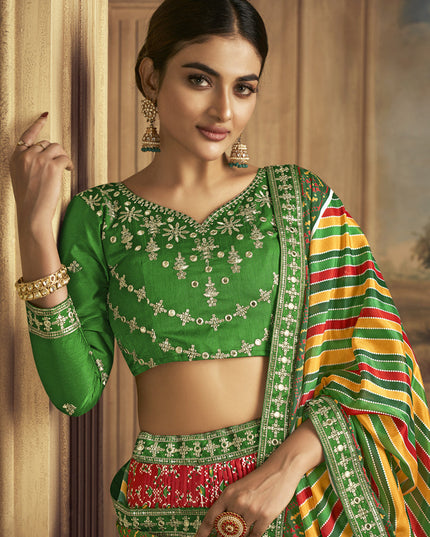 Multicolor Flared Gaji Silk Lehenga Choli for Sangeet