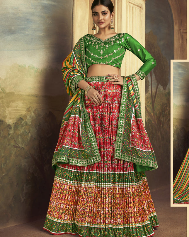 Multicolor Flared Gaji Silk Lehenga Choli for Sangeet