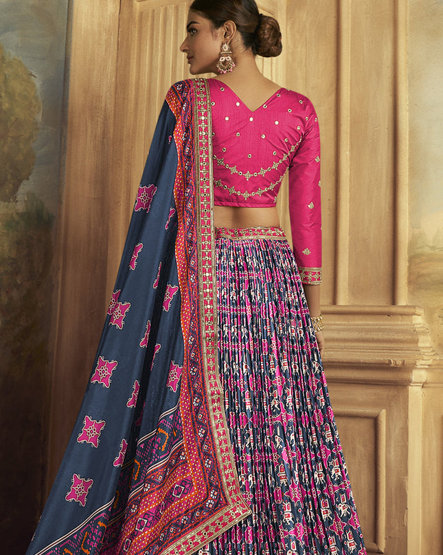Multicolor Flared Gaji Silk Lehenga Choli for Sangeet