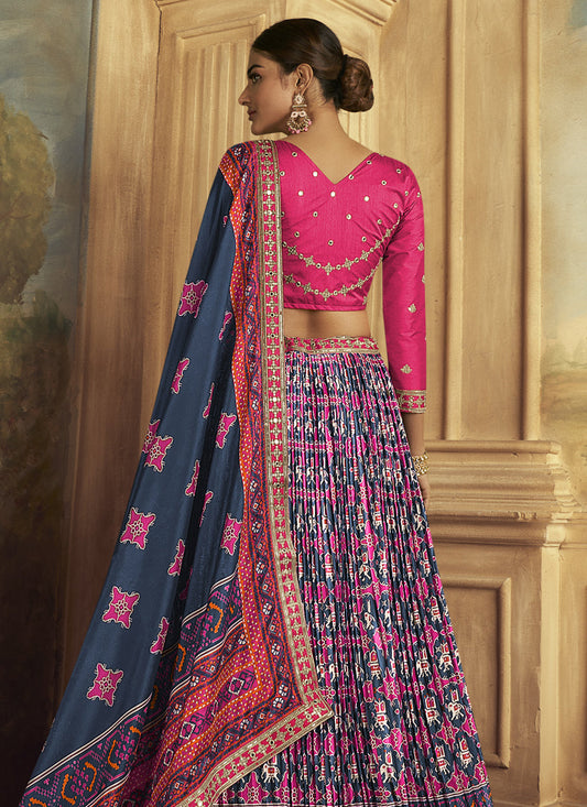 Multicolor Flared Gaji Silk Lehenga Choli for Sangeet