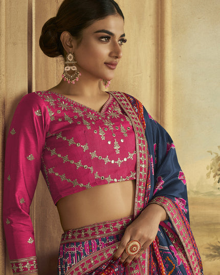 Multicolor Flared Gaji Silk Lehenga Choli for Sangeet